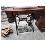 Antique Singer Sewing Machine with Table and Acces