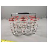Libby Tumblers with Red Dot Design and Wire Carrie