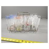 Atlas Glass Tumblers with Metal Caddy