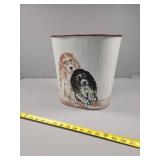 Vintage Trash Can with Dog Design