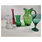 Decorative Glassware Including Pitcher and Vases