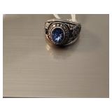 10K Gold University Ring with Blue Gemstone