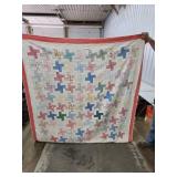 Hand-Stitched Multicolor Pattern Quilt