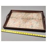 Wooden Serving Tray with Floral Pattern