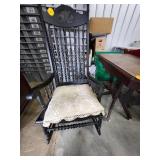 Vintage Wooden Rocking Chair with Ornate Detailing