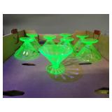 Six Uranium Glass Sherbet Dishes