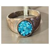 Sterling Silver Ring with Turquoise-Style Stone