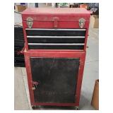 Red Metal Toolbox with Contents and Wheels