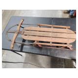 Antique Wooden Sled With Metal Runners