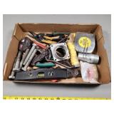Box Lot of Miscellaneous Tools and Hardware