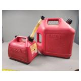 Two Plastic Gasoline Cans with Spout