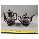 Cast Iron Caged Bubble Glass Teapot Shaped Lantern