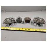Cast Iron Figurines and Soap Dishes Set