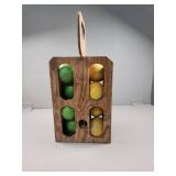 Wooden Carrier with Croquet Balls