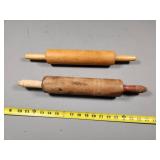 Two Wooden Rolling Pins, One with Repaired Handle