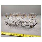 Federal Glass Tumblers with Floral Caddy Set