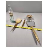 Vintage Vanity Items with Mirror and Brush