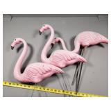 Plastic Pink Flamingos with Metal Stakes