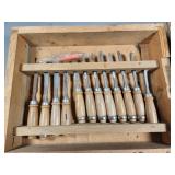 Wood Chisels with Wooden Handles in Box