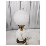 Hurricane Swag Lamp in Milk Glass with Chip
