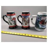 Collector Set of Three Budweiser Holiday Beer Stei