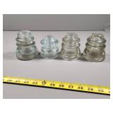 Four Hemingray Glass Insulators