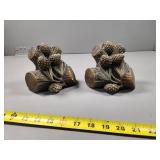 Chalkware Pinecone and Log Design Book Ends