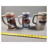 Three Budweiser Collector Beer Steins (1994-1996)