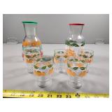 Vintage Juice Containers with Matching Juice Cups