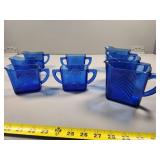 Vintage Hazel Atlas Chevron Pattern Cobalt Blue Gl