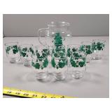 Federal Glass Juice Set in Southern Ivy Pattern