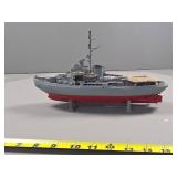 Scale Model of a Military Naval Ship with Wooden D