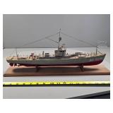 Scale Model of AV SC 96 Patrol Boat on Wooden Stan