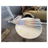 White 42-Inch Round Patio Table with Umbrella and