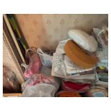 Crafting Supplies Including Fabrics, Tools, and Ac