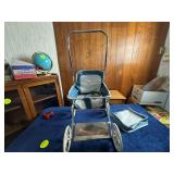 Vintage Baby Doll Stroller with Metal Frame and Bl