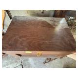 Wooden Chest with Hinged Lid and Brass Hardware, 2