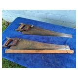 Two Hand Saws with Wooden Handles and Steel Blades