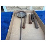 Metal Lead Ladle and Assorted Chisels