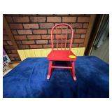 Red Wooden Baby Doll Rocking Chair, 18 Inches Tall
