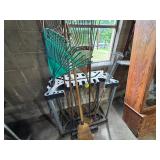 Metal Hand Tool Rack with Assorted Garden Tools
