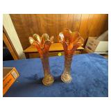 Carnival Glass Vases with Ruffled Rims