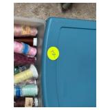 Plastic Storage Box Containing Assorted Sewing Thr