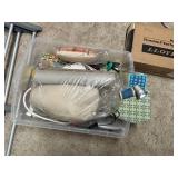 Crutches, Plastic Tote with Contents, Turntable, a