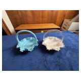 Ruffled Edge Glass Baskets with Handles