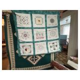 Two Handcrafted Wall Hanging Quilts with Embroider