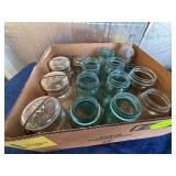 Clear and Aqua Glass Canning Jars with Wire Bail C