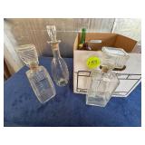 Box Containing Assorted Glass Decanters and Bottle