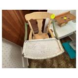 Wooden High Chair with Detachable Enamel Tray