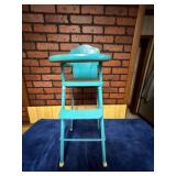 Metal High Chair with Blue Finish, 29 Inches Tall